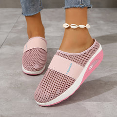 Solid Mesh Sports Slippers Air Cushion Backless Sandals Women Footwear