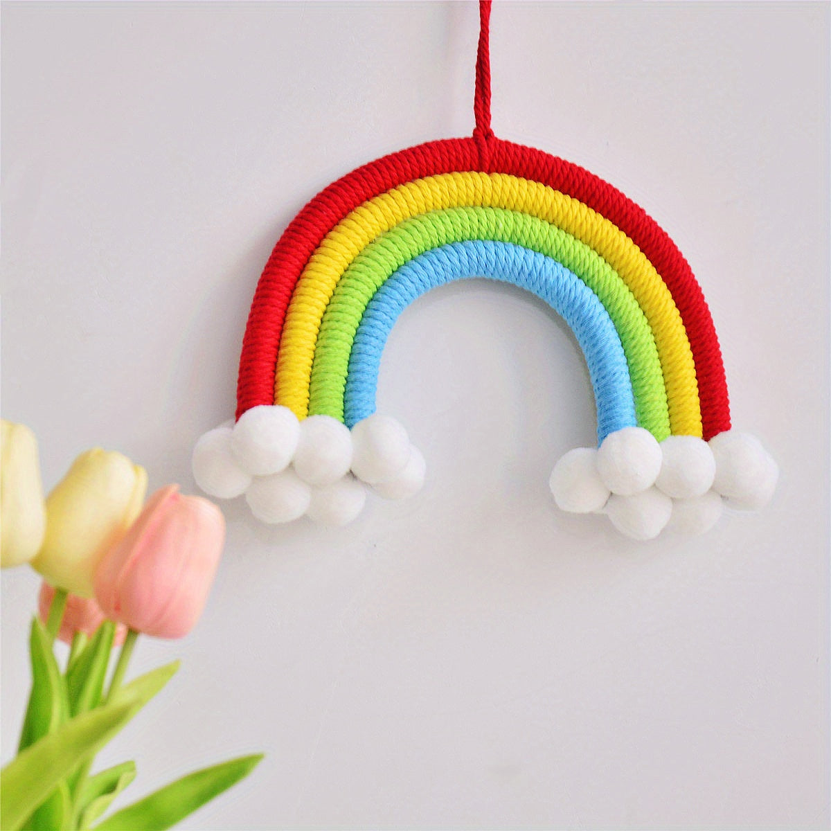 Handcrafted Rainbow Tassel Pendant Tapestry