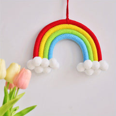 Handcrafted Rainbow Tassel Pendant Tapestry