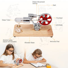 Mini Stirling Engine Motor Kit LED Generator Science Kit