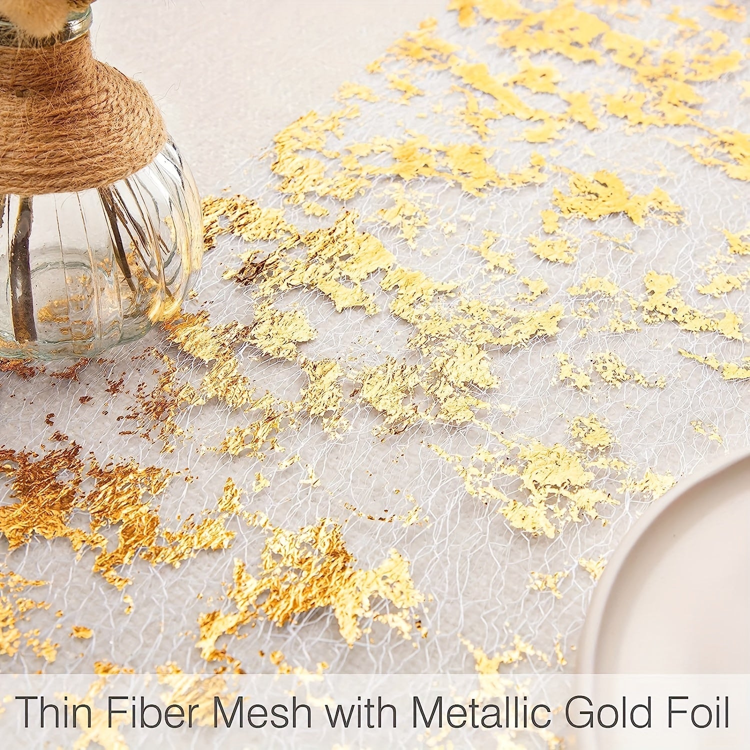 Golden Glitter Mesh Table Runner Roll - Wedding Baby Shower Party Supplies