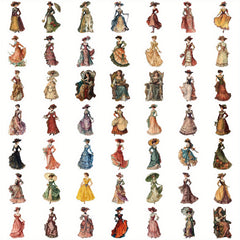50pcs Vintage Medieval Court Dress Stickers for DIY Craft