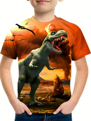 Apocalypse Dinosaur Print Tee for Boys