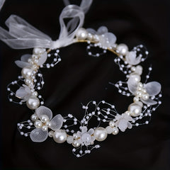 Faux Pearl Flower Headband Bridal Headdress Wedding Crown Wreath