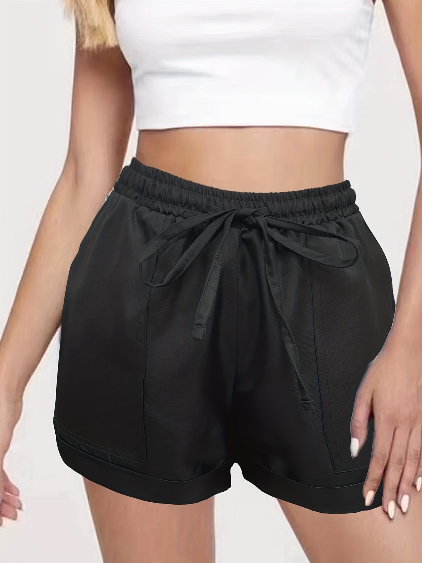 Solid Drawstring Shorts for Summer Casual Wear