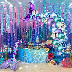 44pcs Mermaid Tail Glitter Balloon Set Party Birthday Decoration
