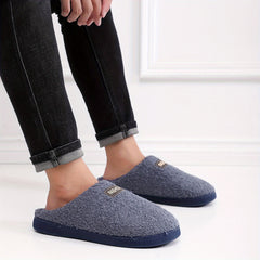 Men's Plush Cozy House Slippers Anti-skid Slip-on Indoor Winter Shoes
