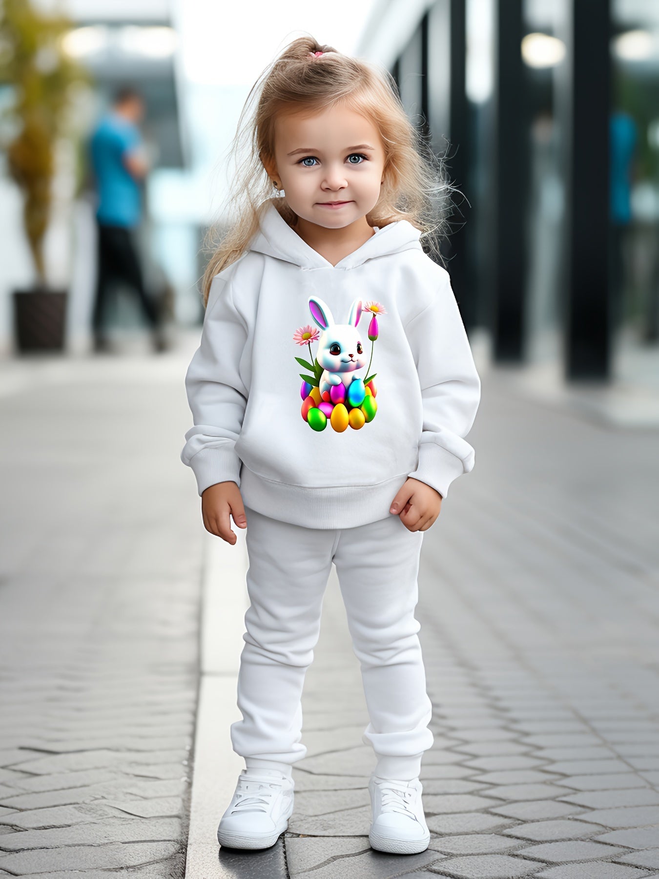 OERYUI Easter Bunny Print Hoodies Pants Set For Kids