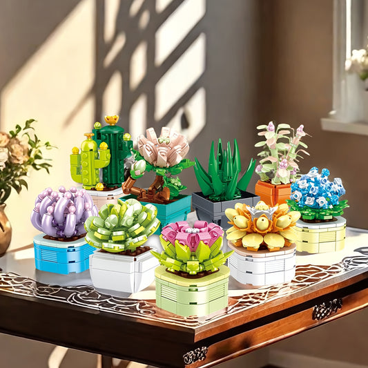 Creative Flower Pot Building Block Puzzle Toy Set