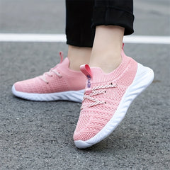 Breathable Woven Sneakers For Girls Lightweight Low Top Lace Up Shoes
