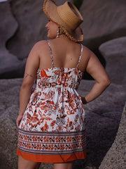 Boho Cami Dress Women's Plus Floral Print Surplice Neck Dress