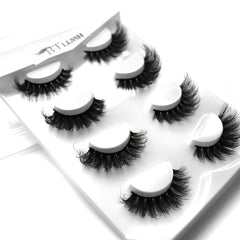 4 Pairs Fluffy Wispy False Eyelashes Daily Cat Cross Style