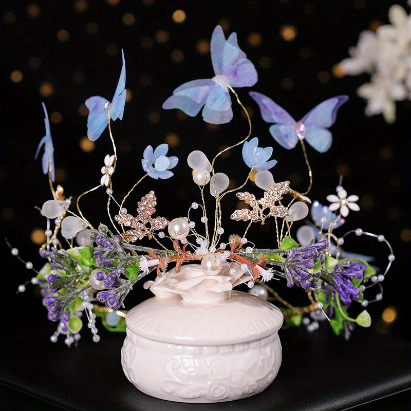Mesh Butterfly Headband Faux Pearl Hair Hoop Women's Hair Accessories