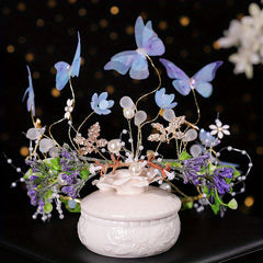 Mesh Butterfly Headband Faux Pearl Hair Hoop Women's Hair Accessories