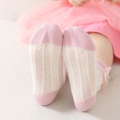 Princess Style Lace Bow Mesh Knee High Socks for Girls