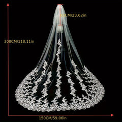 Cathedral Length Lace Bridal Wedding Veil