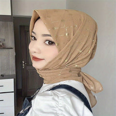 Chiffon Square Scarf Geometric Hot Stamping Hijab Shawl Women Ramadan Turban