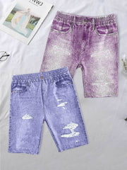 2pcs Girls Denim Bike Shorts Breathable Fit for Summer