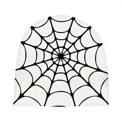 Y2K Gothic Spider Web Pattern Knit Hat For Men Unisex