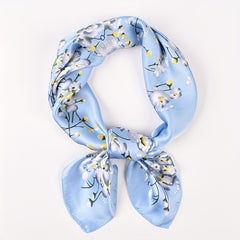 Small Flower Print Bandana Silk Square Scarf Satin Neckerchief Head Wrap