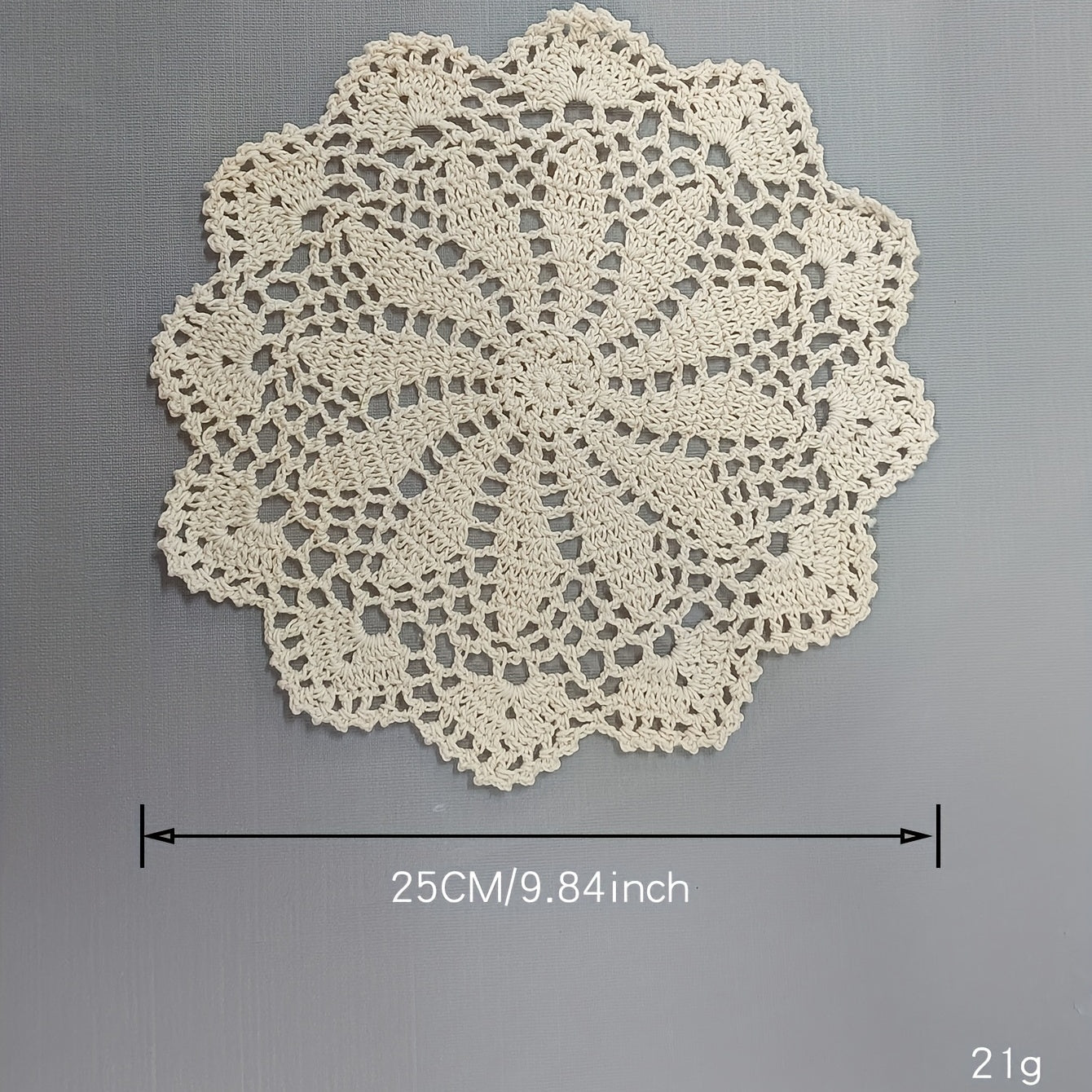 1pc Beige Lace Crochet Coaster Doily Vintage Fabric Anti-scald