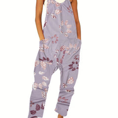 Floral Print Spaghetti Strap Jumpsuit Boho Sleeveless Wide Leg Jumpsuit