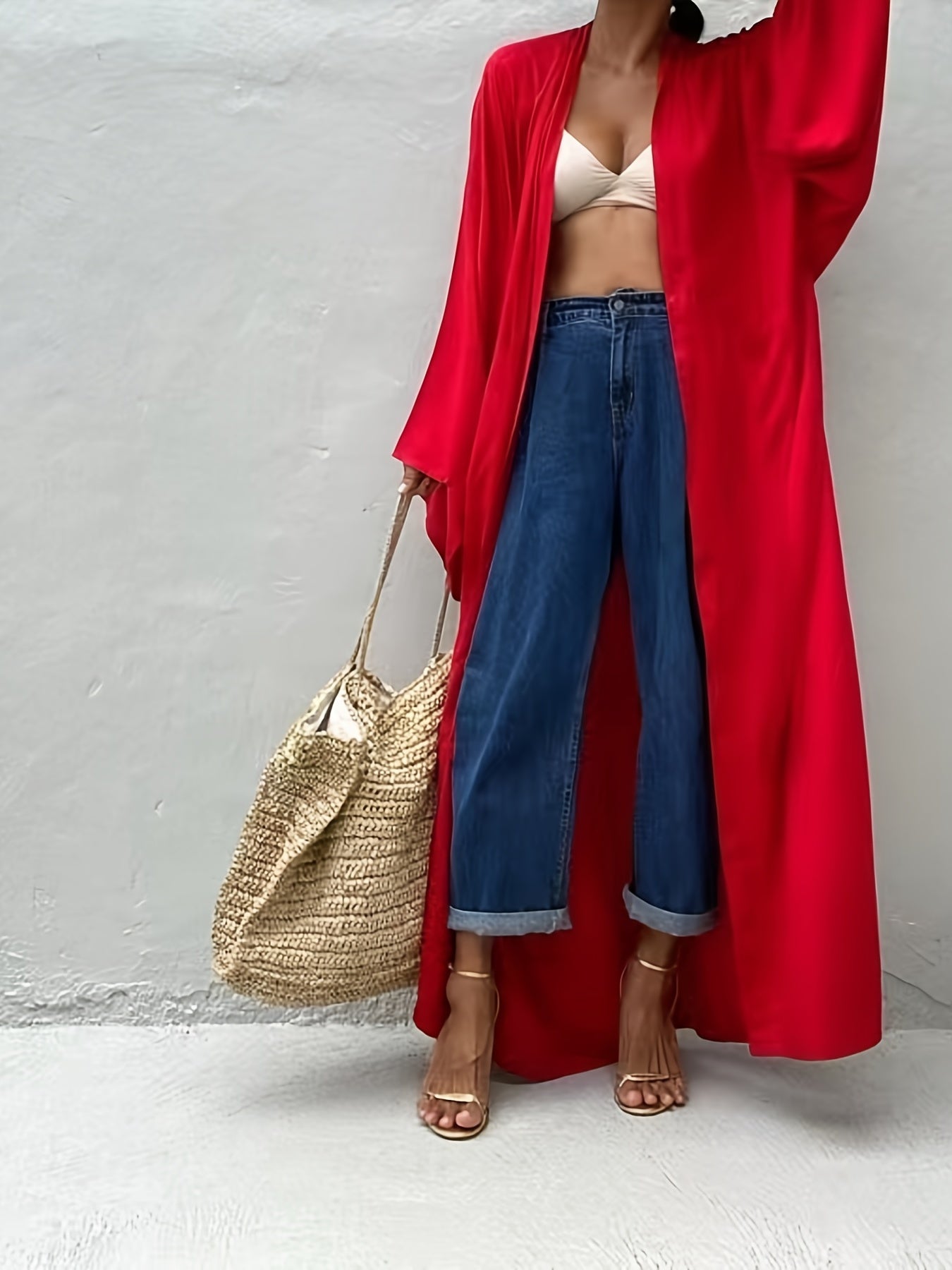Loose Fit V Neck Cover Up Shirt for Women