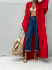 Loose Fit V Neck Cover Up Shirt for Women
