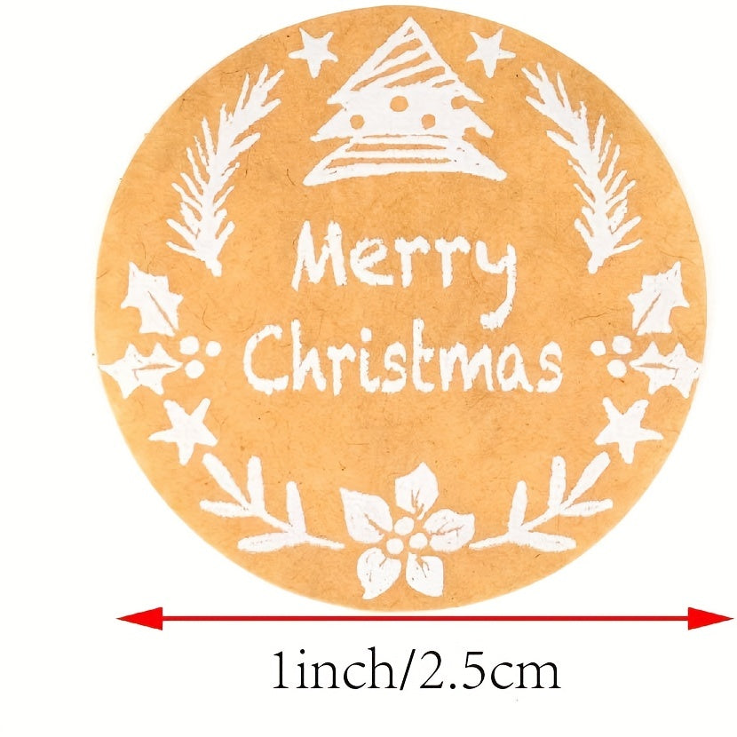 500pcs 25MM Merry Christmas Self-adhesive Label Roll