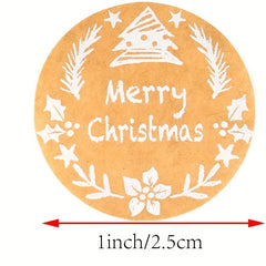 500pcs 25MM Merry Christmas Self-adhesive Label Roll