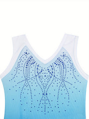 Girls Gradient Sleeveless Gymnastics Romper Suit - Sports Training Gift