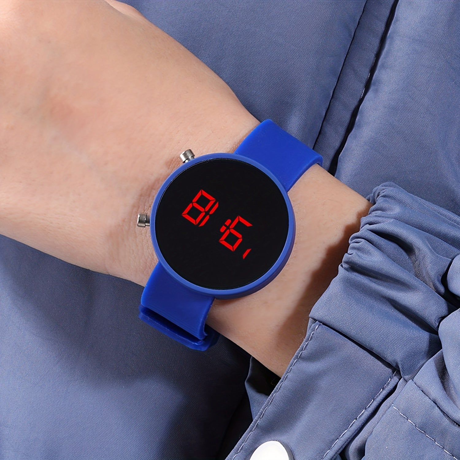 Electronic Watch Silicone Strap LED Display Alloy Case for Time Date