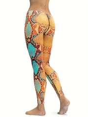 Snakeskin Yoga Leggings: Stylish High Waist Activewear for Women