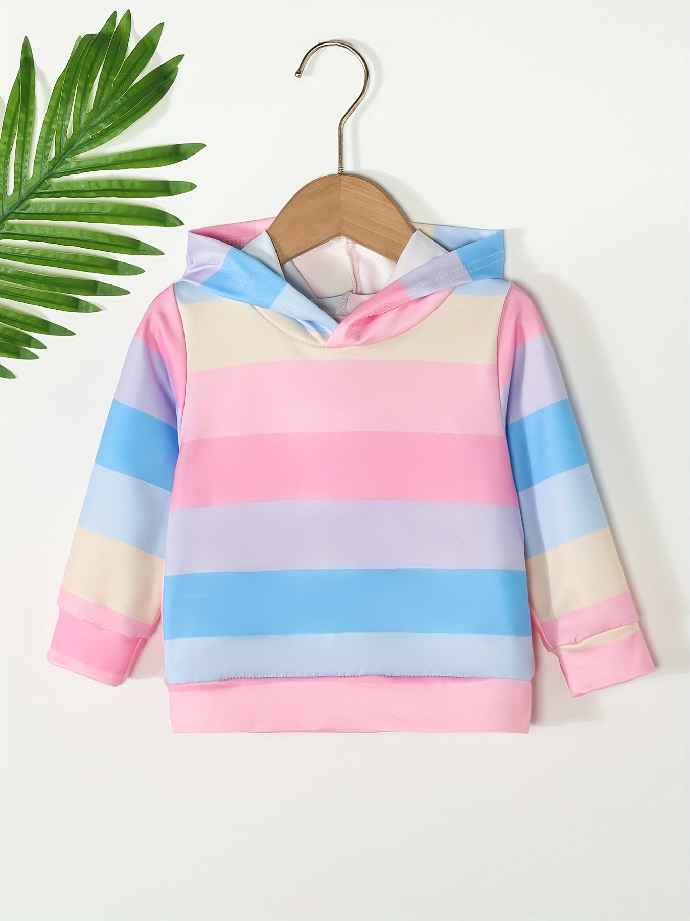 Toddler Baby Girls Rainbow Striped Hooded Sports Hoodie