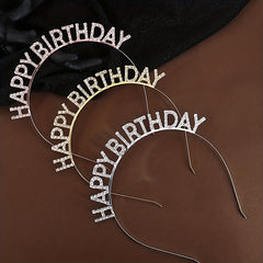 Birthday Rhinestone Letter Hair Hoop Princess Hair Accessories