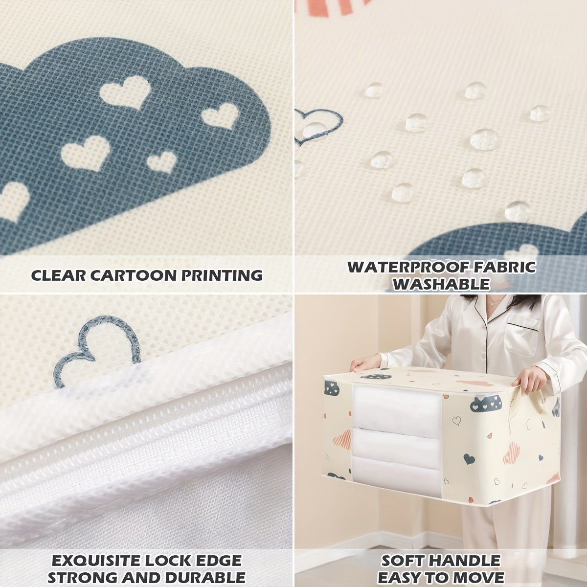 Foldable Storage Bag Quilt Toy Organizer with Reinforced Handles