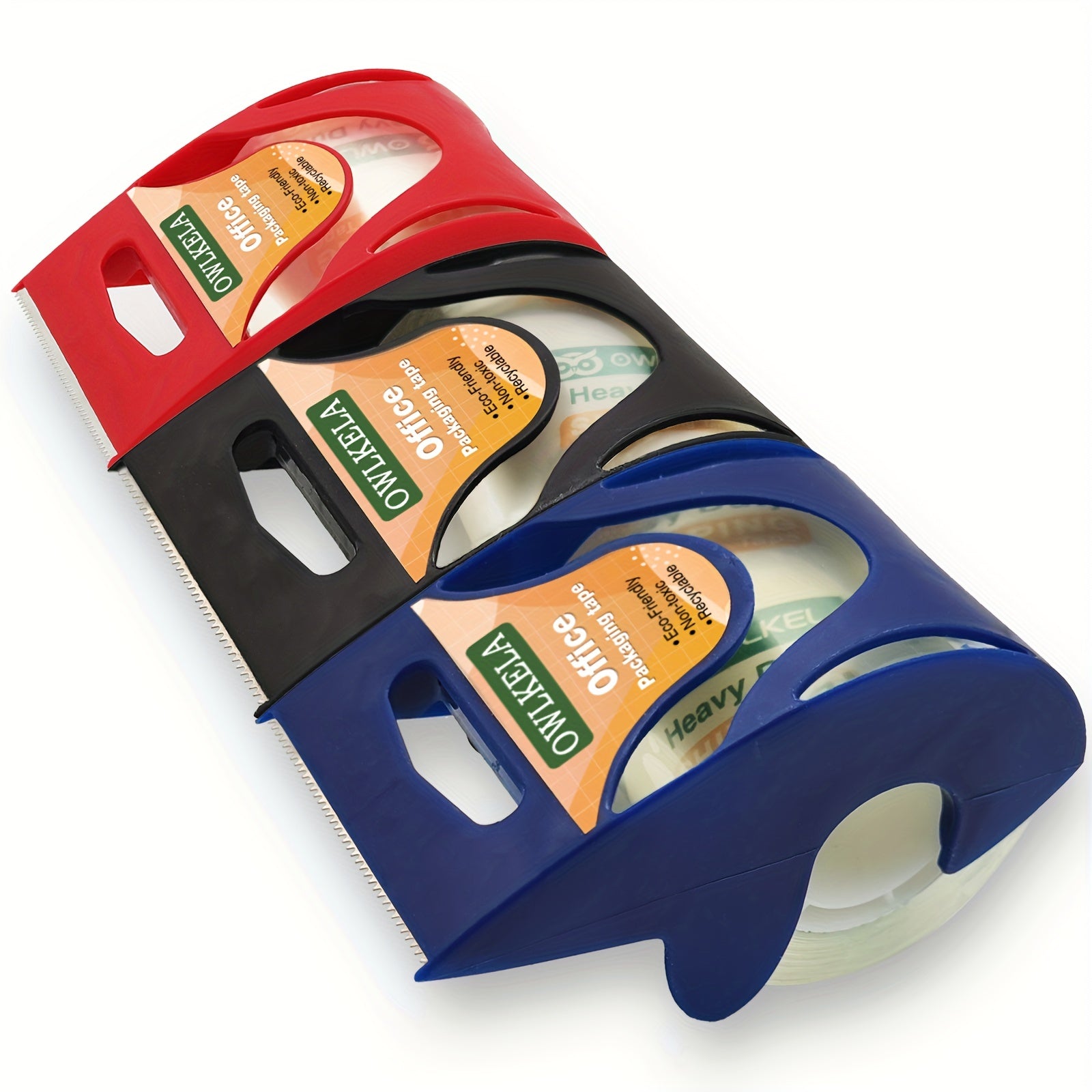 OWLKELA Noiseless Packaging Tape 5cmx29.99m Clear Heavy Duty Tape with Dispenser