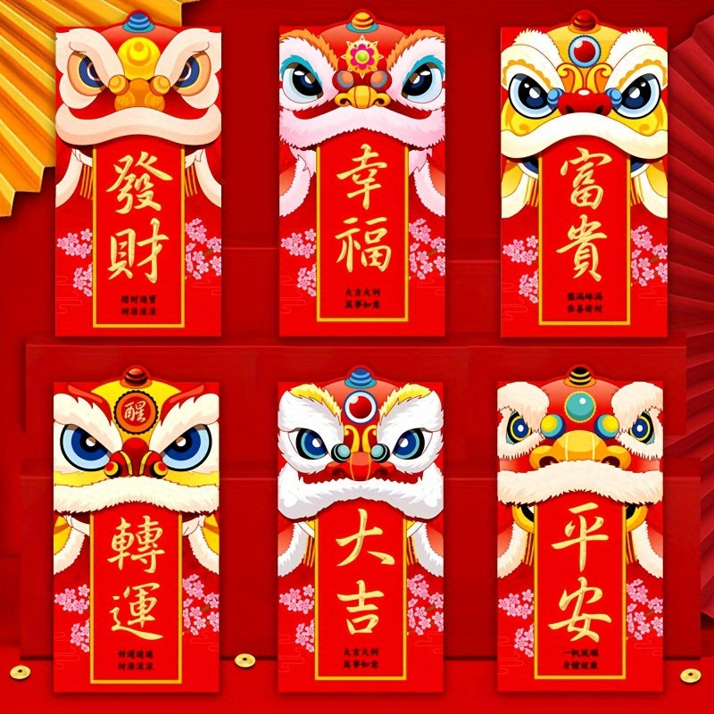 6pcs Dragon Zodiac Red Packet Creative 3D Lucky Money Envelope Year Red Envelope