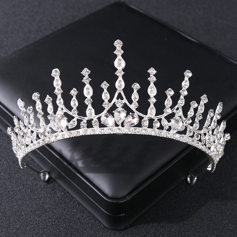 Vintage Silver Crown Bridal Headpiece Crystal Wedding Crown