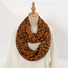 Leopard Print Neck Scarf Chiffon Neckerchief Women Windproof Warm Wrap