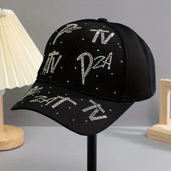 Rhinestone Letter Baseball Cap Solid Hip Hop Cotton Hat Lightweight