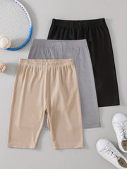 3pcs Girls Thin Casual Elastic Waist Safety Shorts Leggings Under Skirt Dress