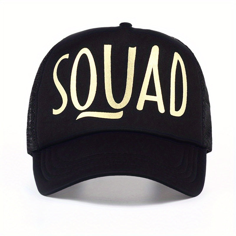 Golden Letter Print Trucker Hat Baseball Cap SQUAD BRIDE BRIDE TRIBE Dad Hats