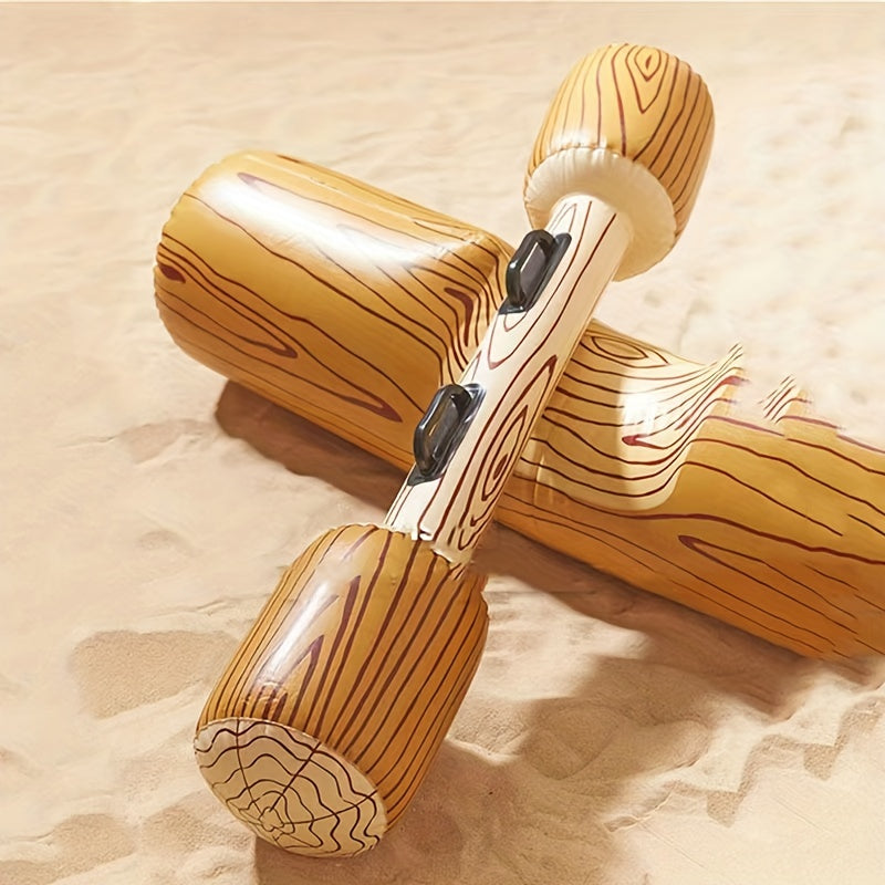 4pcs Inflatable Wood Grain Stick Swimming Circle Pool Floats