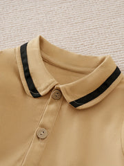 Striped Lapel Long Sleeve Baby Girls Dress