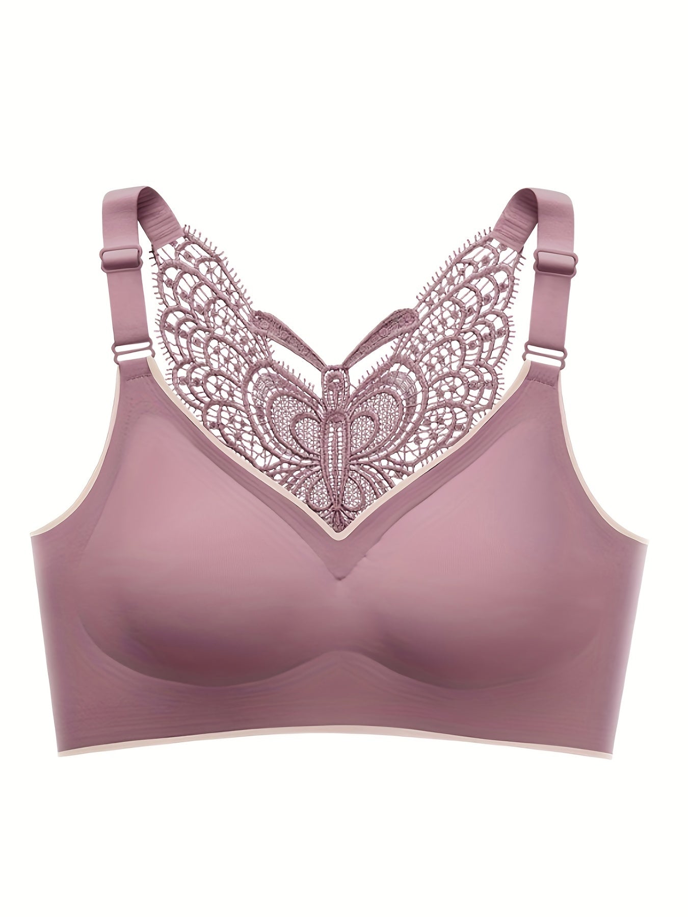 Lace Wireless Push Up Bra Butterfly Pattern Lingerie