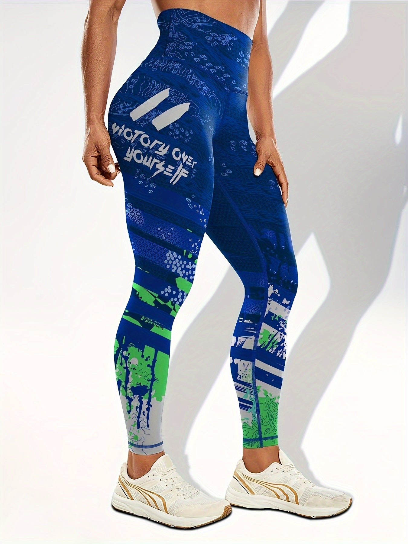 Block Print Slim Fit Yoga Tight Pants Seamless Stretchy Running Sports Leggings