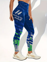 Block Print Slim Fit Yoga Tight Pants Seamless Stretchy Running Sports Leggings
