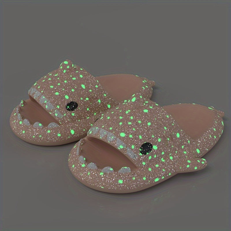 Cartoon Shark Luminous Slippers Girls Non Slip Lightweight Open Toe Slippers