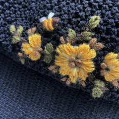 Yellow Flower Bee Bucket Hat Crochet Warm Basin Hat Women Cloche Hat